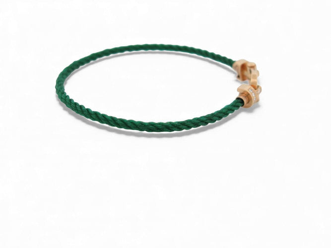 Bracelet bracelet FRED force 10 mm en or rose 18k + cable acier vert 16.5cm 58 Facettes 271014