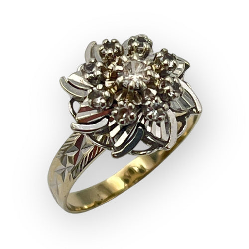 Bague 53 Bague marguerite en or blanc 750 avec pierres blanches serties 58 Facettes 149065085