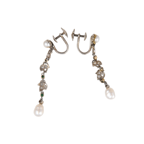 Boucles d'oreilles Paire de pendants d'oreilles fin XIXème 58 Facettes