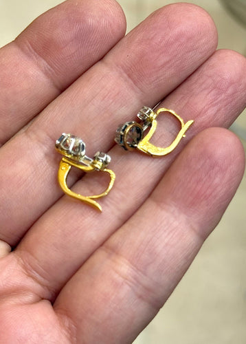 Boucles d'oreilles Dormeuses ancienne en or et diamants 58 Facettes