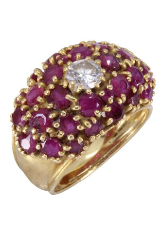 Bague 53 BAGUE DÔME RUBIS ET DIAMANT 58 Facettes 084191