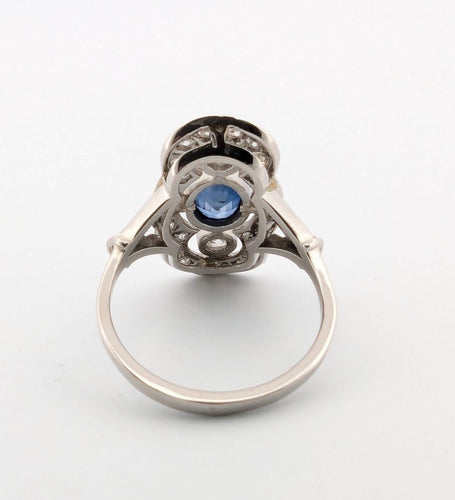 Bague 54 Bague en platine avec saphir et diamants 58 Facettes