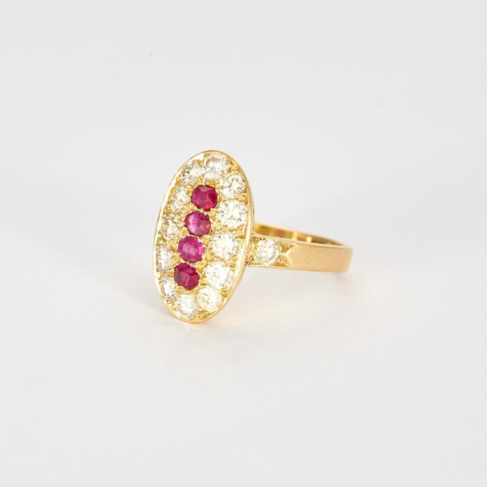 Bague 61 Bague or jaune rubis diamants 58 Facettes