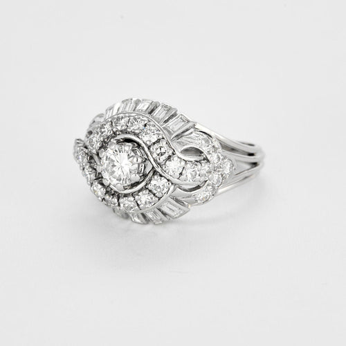 Bague 57 Bague dôme or blanc et diamants 58 Facettes LJ19