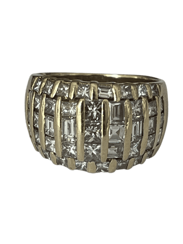 Bague 54 Large Bague Bandeau Or Jaune Diamants 3,00 ct 58 Facettes LOT 6106