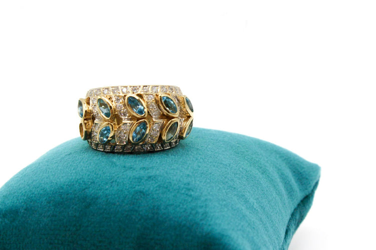 Bague 54 Bague jonc or bicolore, topazes 58 Facettes 250050