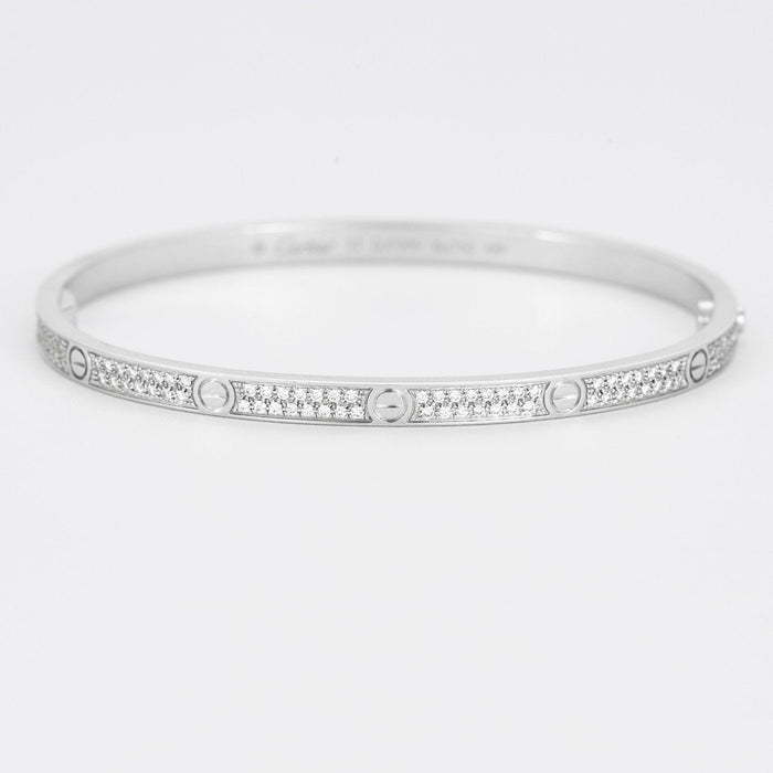 Bracelet Cartier - Bracelet Love Or Blanc Diamants 58 Facettes