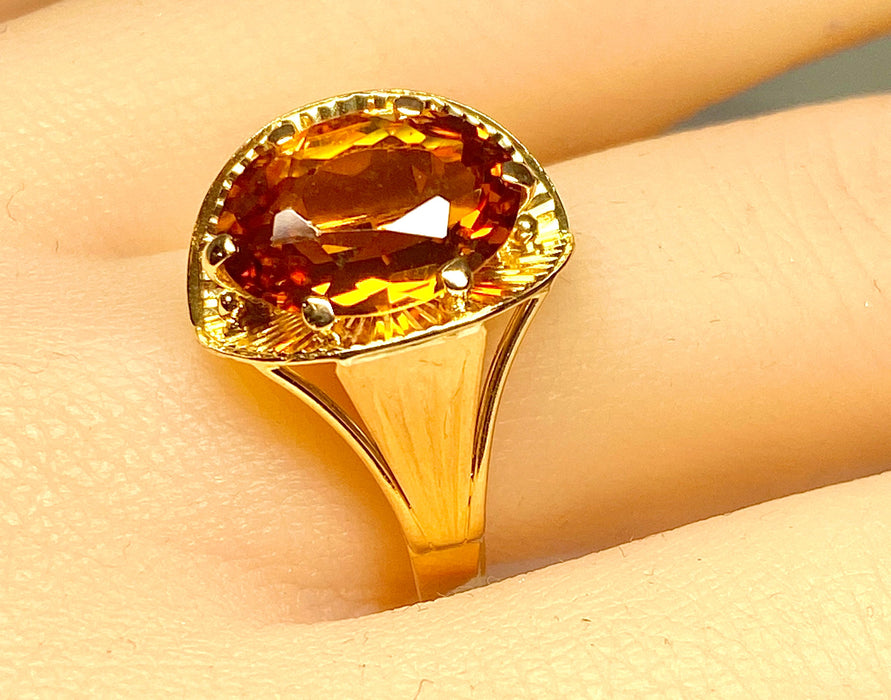 Ring style Art Deco citrine rose gold