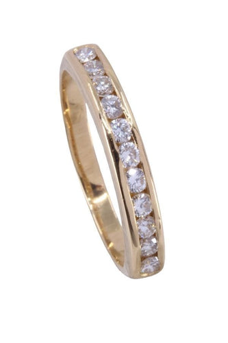 Bague 51 Demi alliance or jaune et diamants 58 Facettes 088451