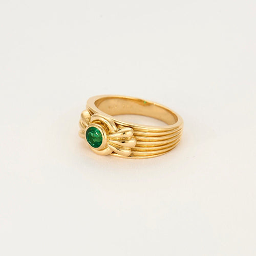 Bague 52 Bague Van Cleef & Arpels vintage en or jaune et émeraude 58 Facettes