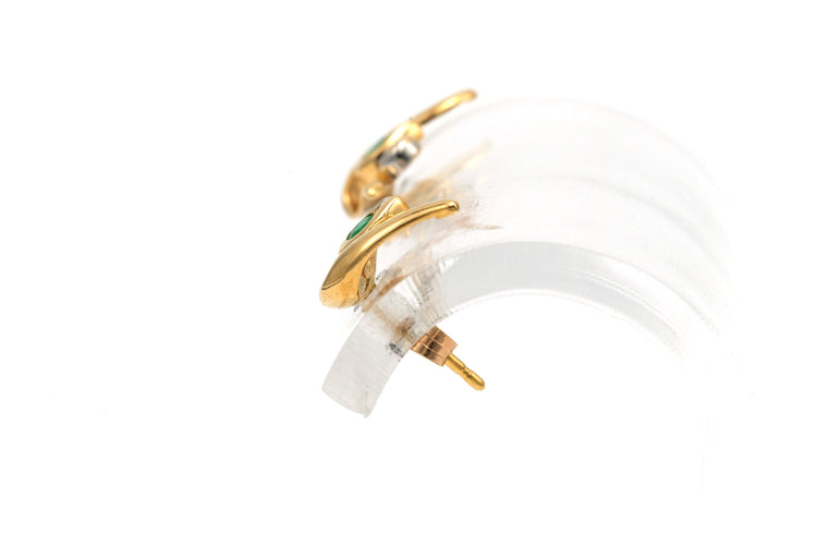 Boucles d'oreilles Boucles d'oreilles or jaune serties d'émeraudes et de diamants 58 Facettes B665