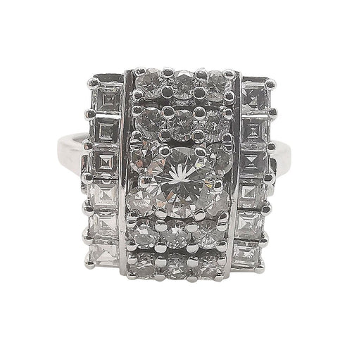 Bague 55 Bague or blanc diamants certifié HRD 58 Facettes