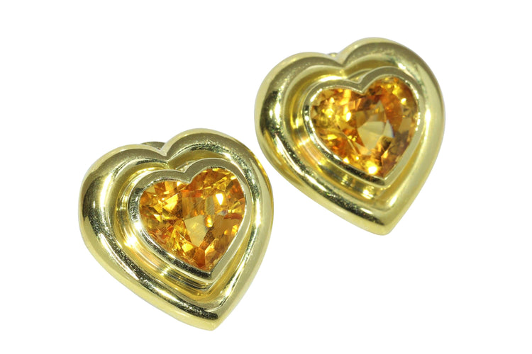 Boucles d'oreilles Boucles d'oreilles clips en forme de cœur en citrine vintage Paloma Picasso pour Tiffany & Co 58 Facettes 17342-0283
