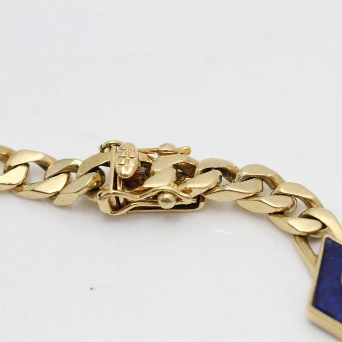 Bracelet Bracelet barbu en or avec lapis-lazuli et diamants 58 Facettes E361841