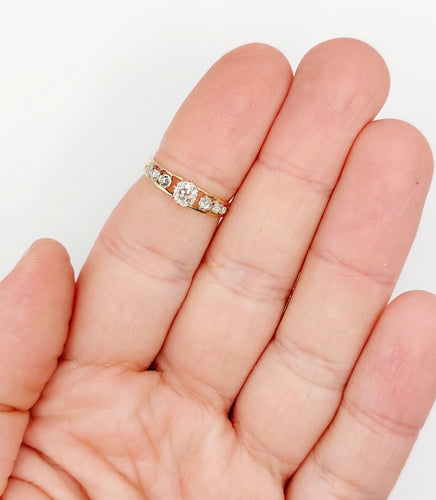 Bague 51.5 Bague victorienne or rose et argent, diamant et diamants 58 Facettes A05591