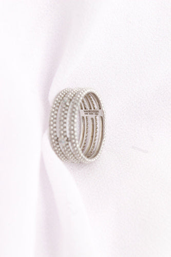 Mauboussin - Bague Le Premier Jour 3 anneaux perlés en or blanc et diamants 58 Facettes 250354
