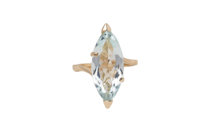 Bague 52.5 Bague vintage en or jaune et aigue marine 58 Facettes 32408