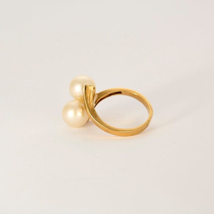 Ring Toi & Moi yellow gold pearl