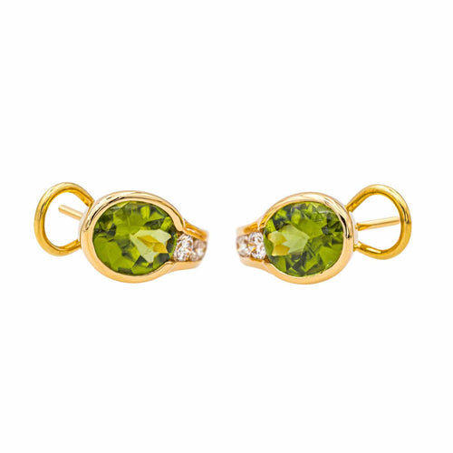 Boucles d'oreilles Boucles d'oreilles Dormeuses Or jaune Péridot, Diamant 58 Facettes 3951648CN