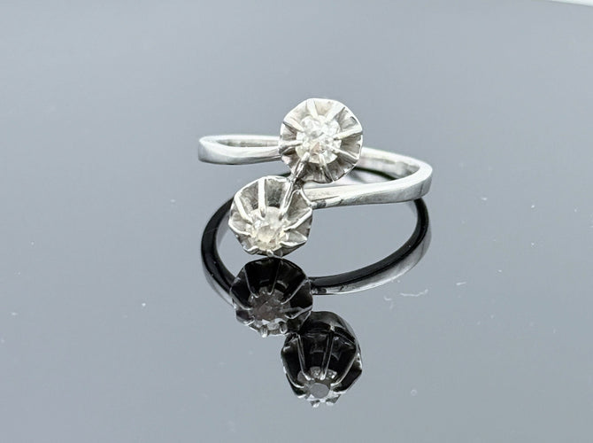 Bague 56 Bague Toi & Moi or gris diamants 58 Facettes