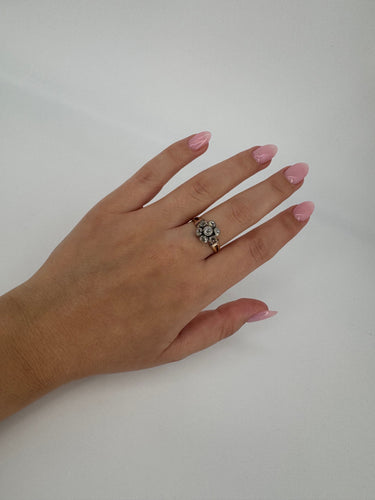 Bague 53 Bague 19eme or jaune 750 et 7 diamants tailles anciennes 0.50 carats total 58 Facettes 1239