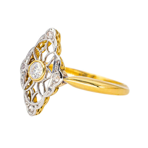 Bague 52 Bague Marquise Or jaune, Platine Diamant 58 Facettes 4615340CN