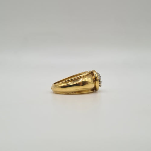 Bague 54.5 Bague bombée or jaune sertie de diamants 58 Facettes