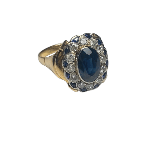 Bague 50 BAGUE OR 18K SAPHIRS ET DIAMANTS (T.50) 58 Facettes