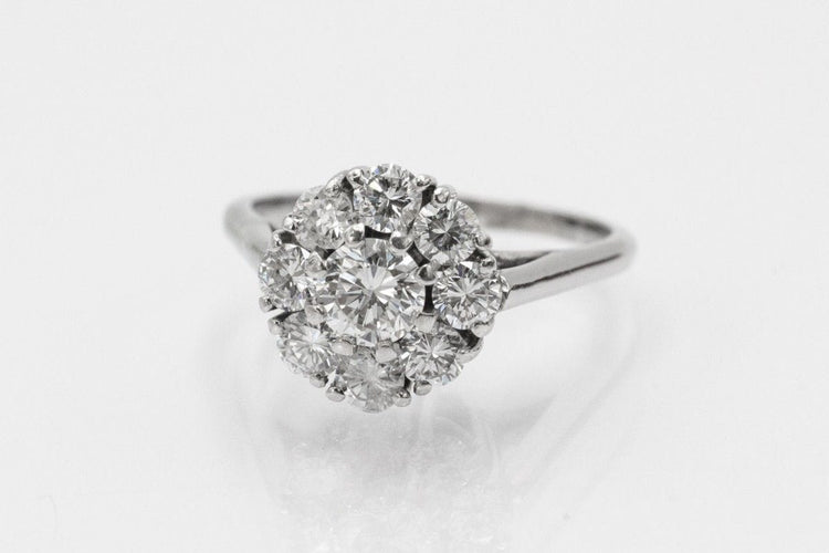 Bague 55 Bague classique en or blanc sertie de diamants (1,68 ct) 58 Facettes 11263