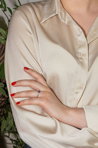 Bague 54 Bague Or blanc Saphir, Diamant 58 Facettes 4064649CN