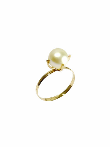 Bague 53.5 Bague or jaune et perle 58 Facettes