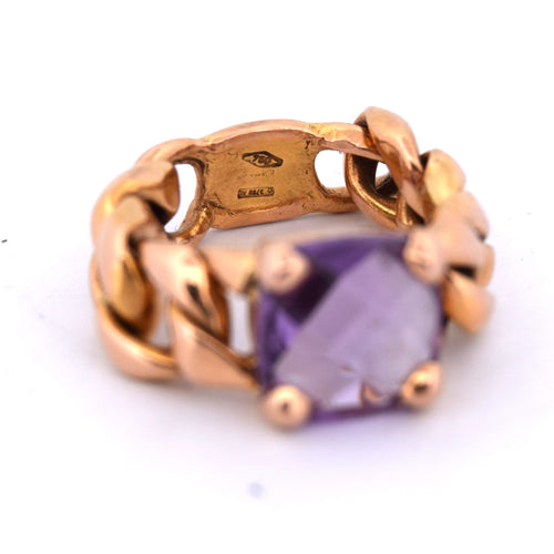 Bague 51 Bague vintage en or jaune avec améthyste 58 Facettes