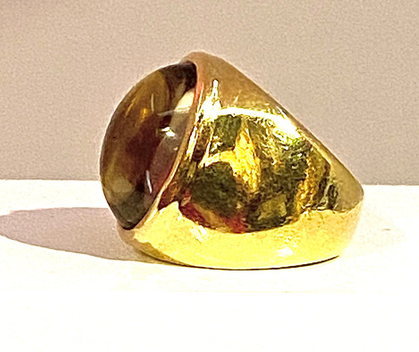 Bague 51 Bague en or jaune topaze cabochon 58 Facettes AB340