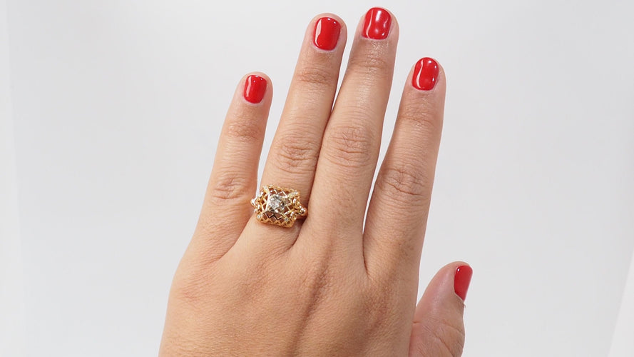 Bague 54 Bague ajourée en or jaune et diamants 58 Facettes 32422