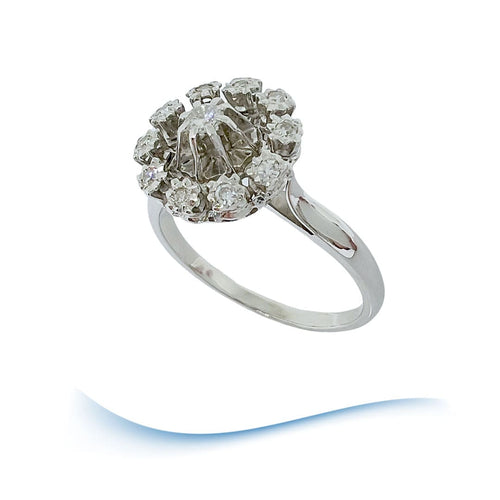 Bague 59.5 Bague de fiançailles Vintage or gris diamants 58 Facettes AA 1699