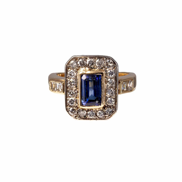 Bague 51 Bague saphir rectangle entourage diamants 58 Facettes 32700371