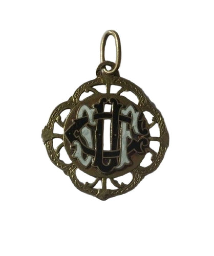 Pendentif Pendentif monogramme ajouré émail or 58 Facettes