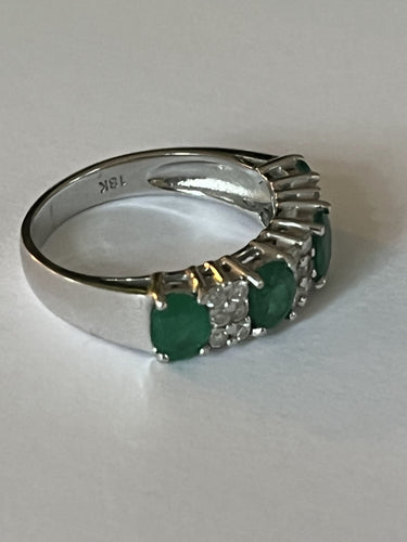 Bague 54 Bague Jonc Or Gris Emeraudes Diamants 58 Facettes LOT 6113