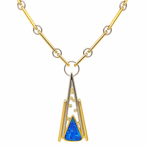 Collier Collier Or jaune, Or blanc Diamant, Opale 58 Facettes 578091CD