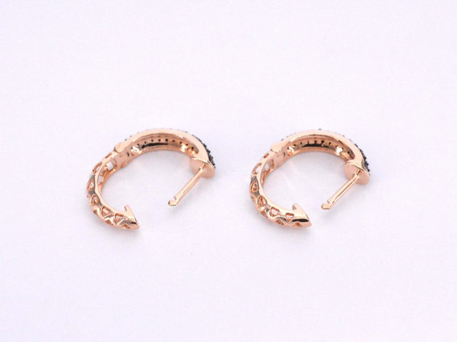 Boucles d'oreilles Boucles d'oreilles en or rose avec diamant noir 58 Facettes 2226