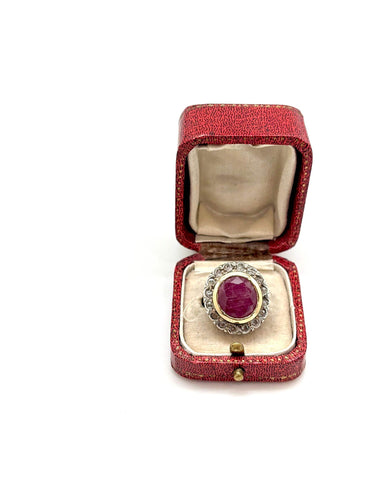 Bague 51 Bague ancienne rubis diamants 58 Facettes M9044
