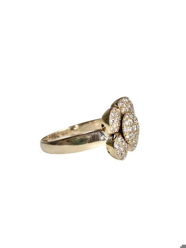 Bague 58 avec rétrecisseur Bague en or jaune 18k en forme de fleur et diamants 58 Facettes