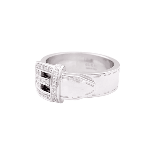 Bague 53 Bague Gucci "Ceinture" or blanc, diamants. 58 Facettes 34417