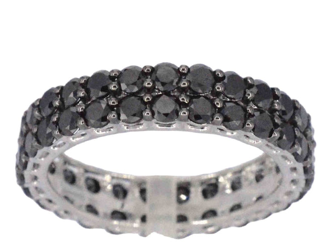 Bague 54 Bague d'éternité en or blanc avec diamants noirs 58 Facettes 2210