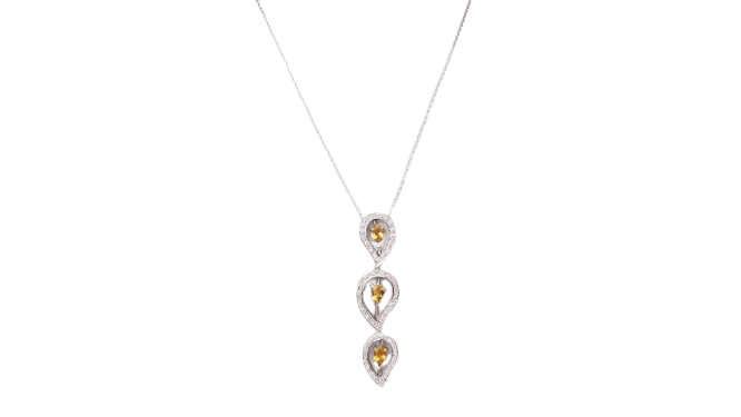 Collier Collier en or blanc, citrine et diamants 58 Facettes 32805b