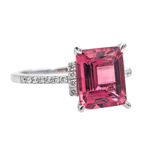 Bague 54 Bague Or blanc Tourmaline, Diamant 58 Facettes 4167005RV