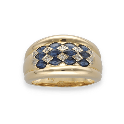 Bague 55 Bague or jaune saphirs diamants brillants 58 Facettes