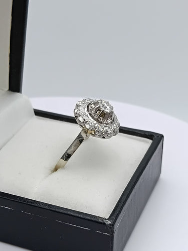 Bague 53 Bague Marguerite fleur vintage sertie de diamants en or 18k et platine 58 Facettes