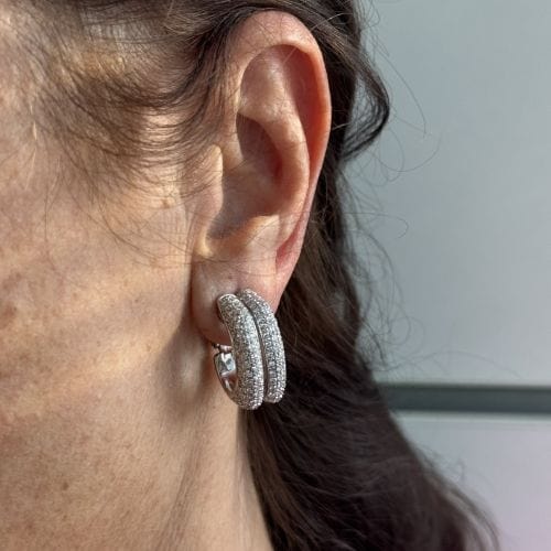 Boucles d'oreilles Boucles d'oreilles en or blanc avec diamants 58 Facettes 37833