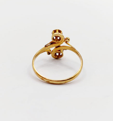 Bague 53 Bague toi et moi antique en or 18k et diamants taille roses 58 Facettes A06393